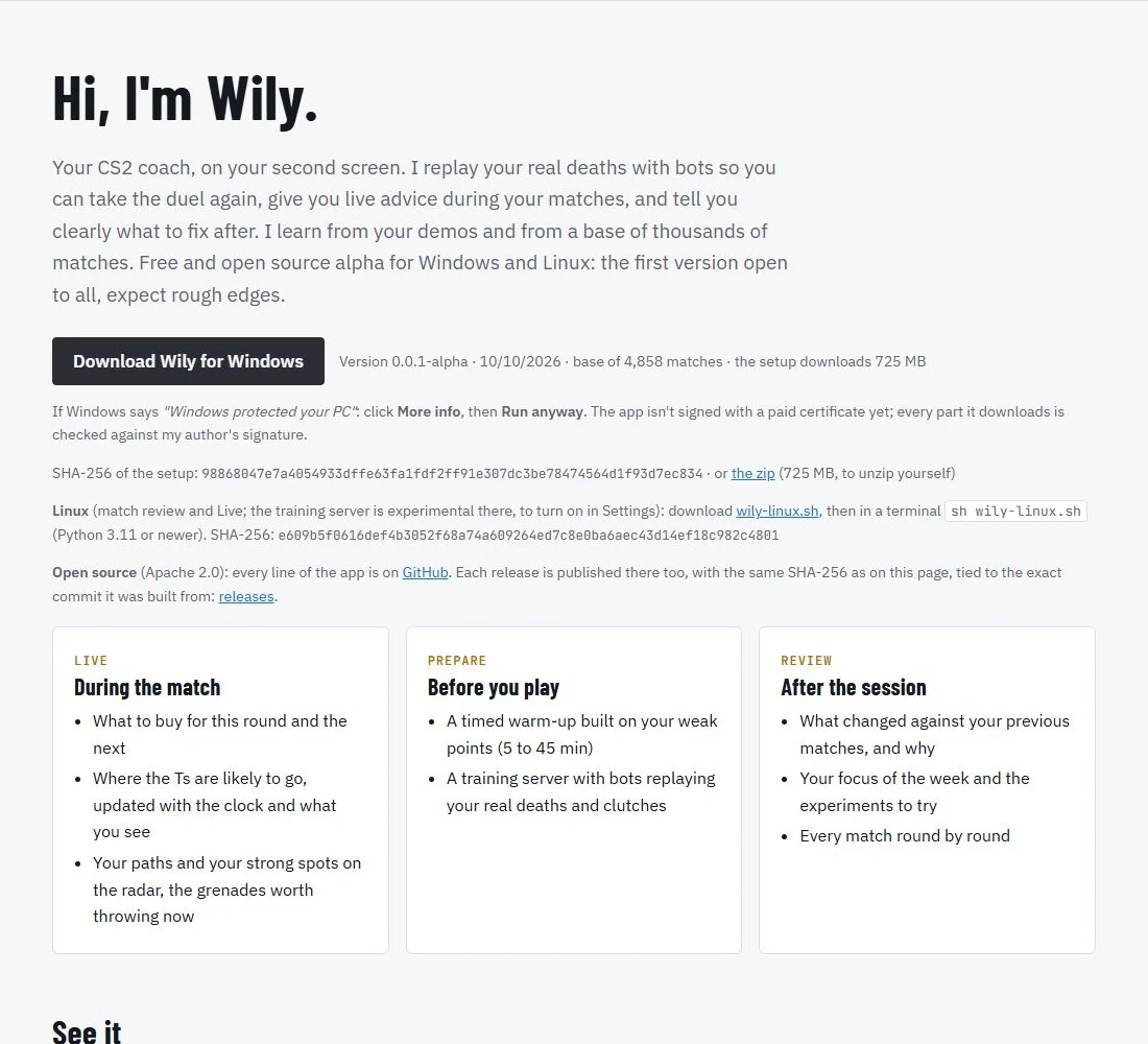 Coach Wily - Execution Visuel Execution du projet Coach Wily